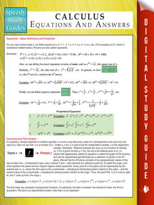 cover image of Calculus Equations and Answers